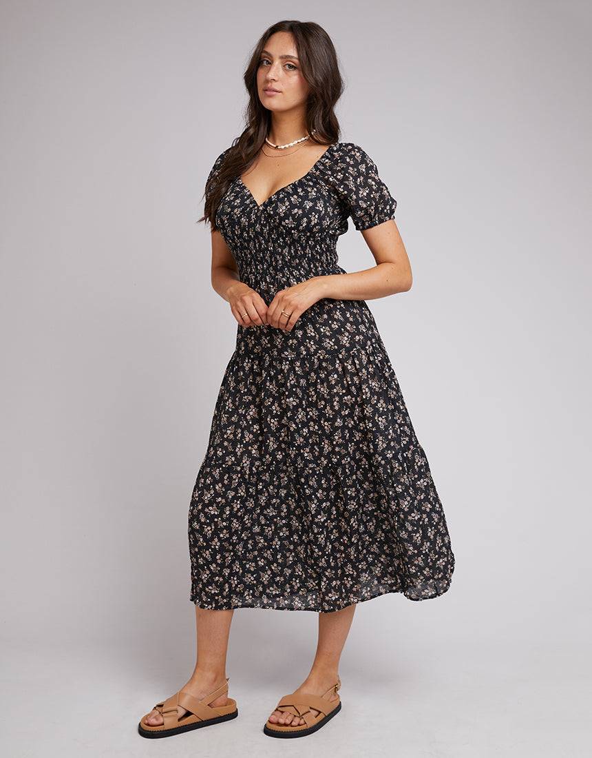 ALL ABOUT EVE MAYA FLORAL MAXI DRESS BLACK