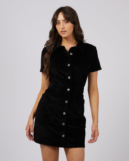 ALL ABOUT EVE NADIA CORD DRESS BLACK