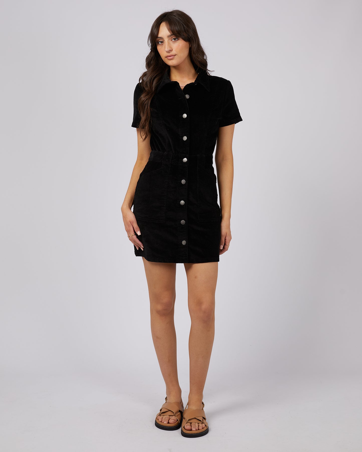 ALL ABOUT EVE NADIA CORD DRESS BLACK