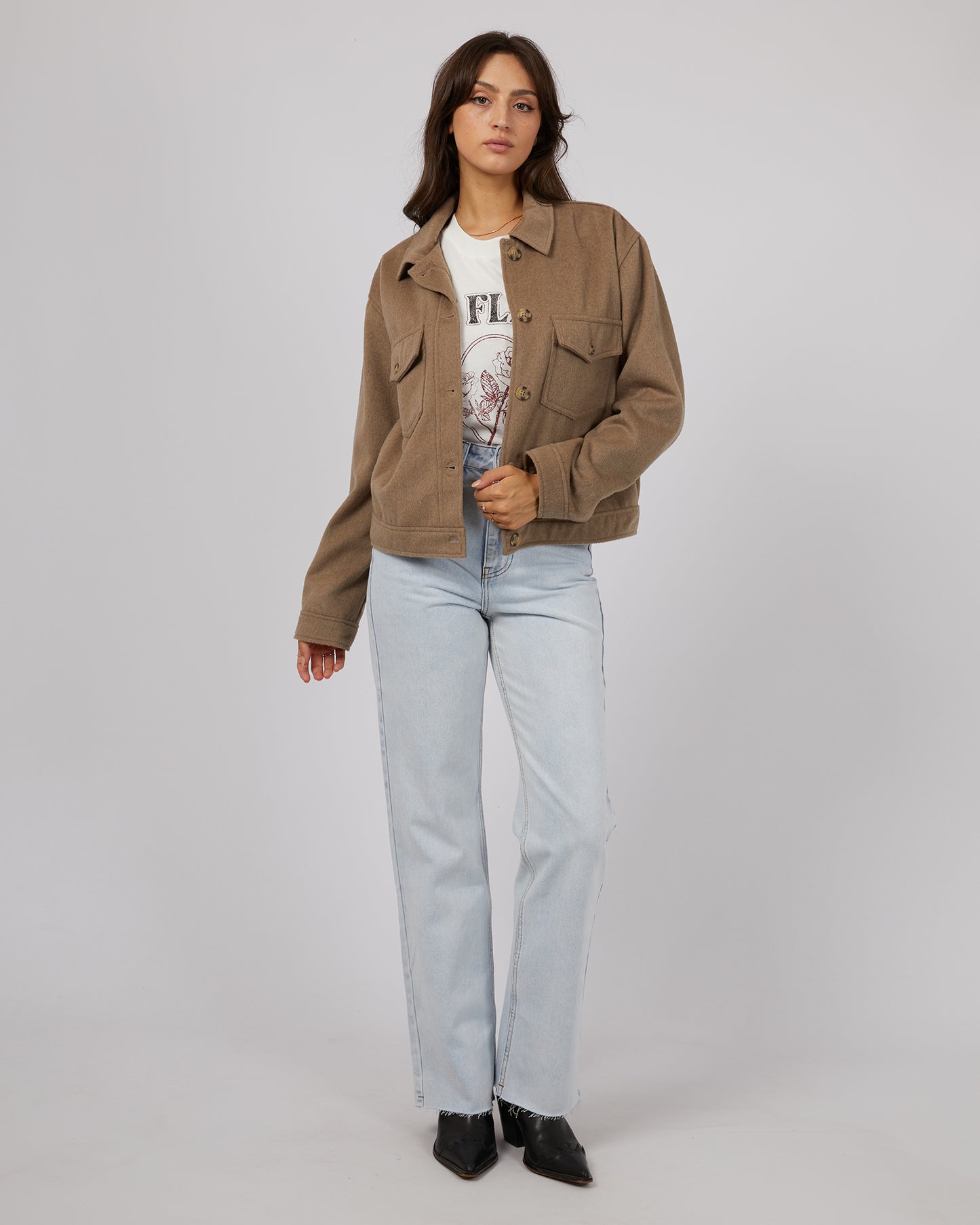 ALL ABOUT EVE MAHINA CROPPED SHACKET OAT