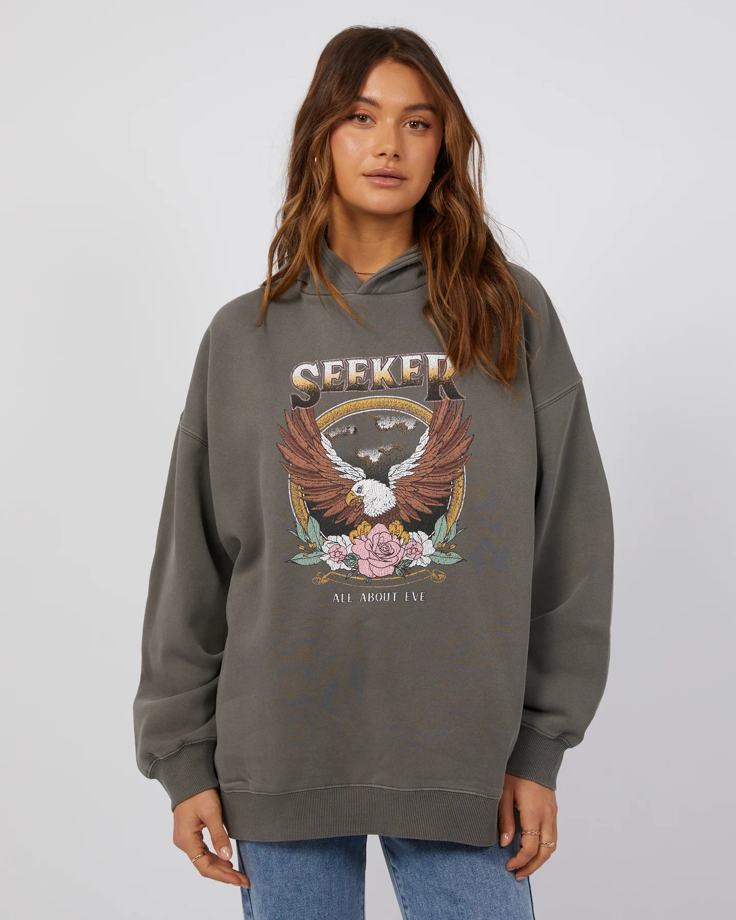 ALL ABOUT EVE SEEKER OVERSIZED HOODIE CHARCOAL