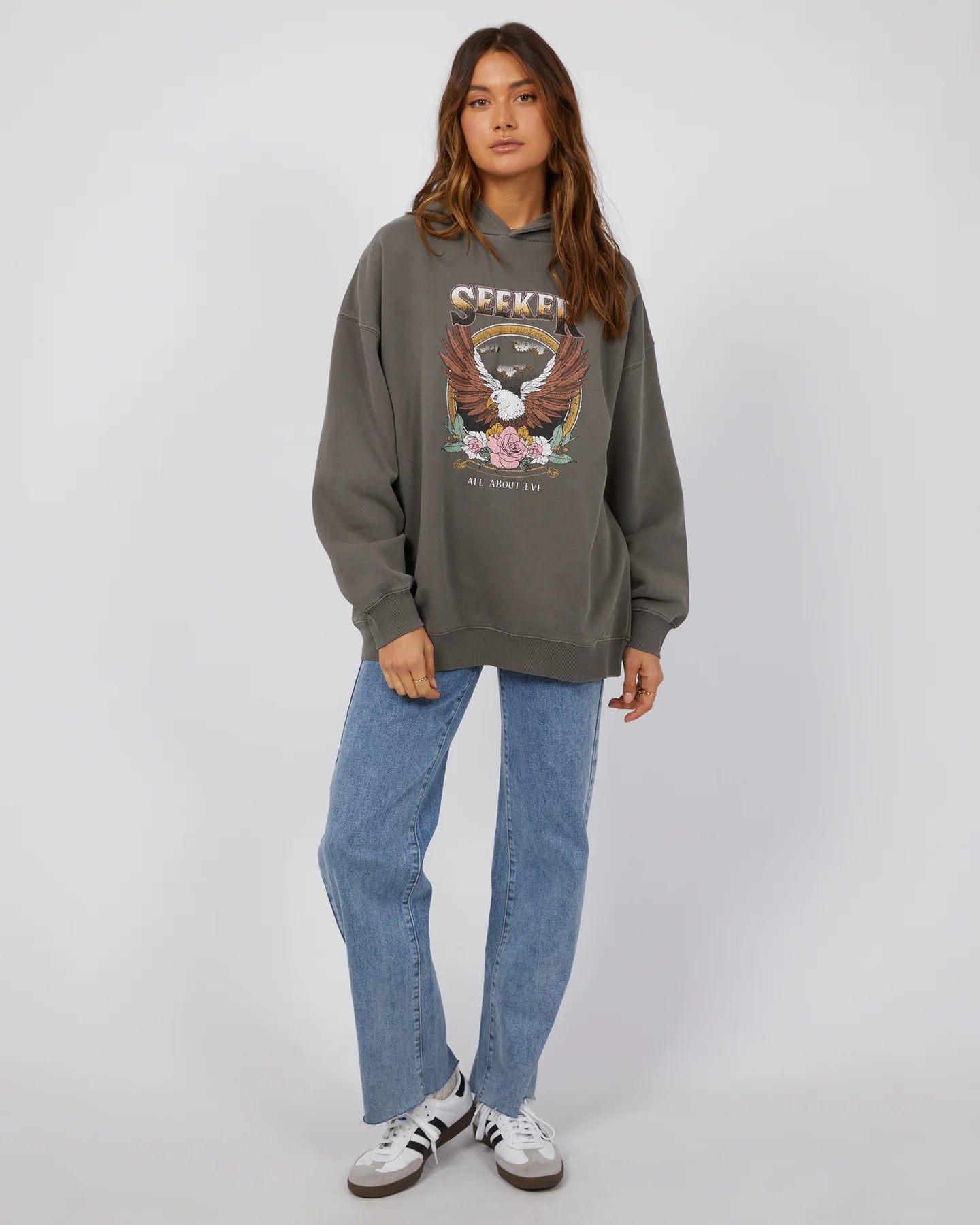 ALL ABOUT EVE SEEKER OVERSIZED HOODIE CHARCOAL