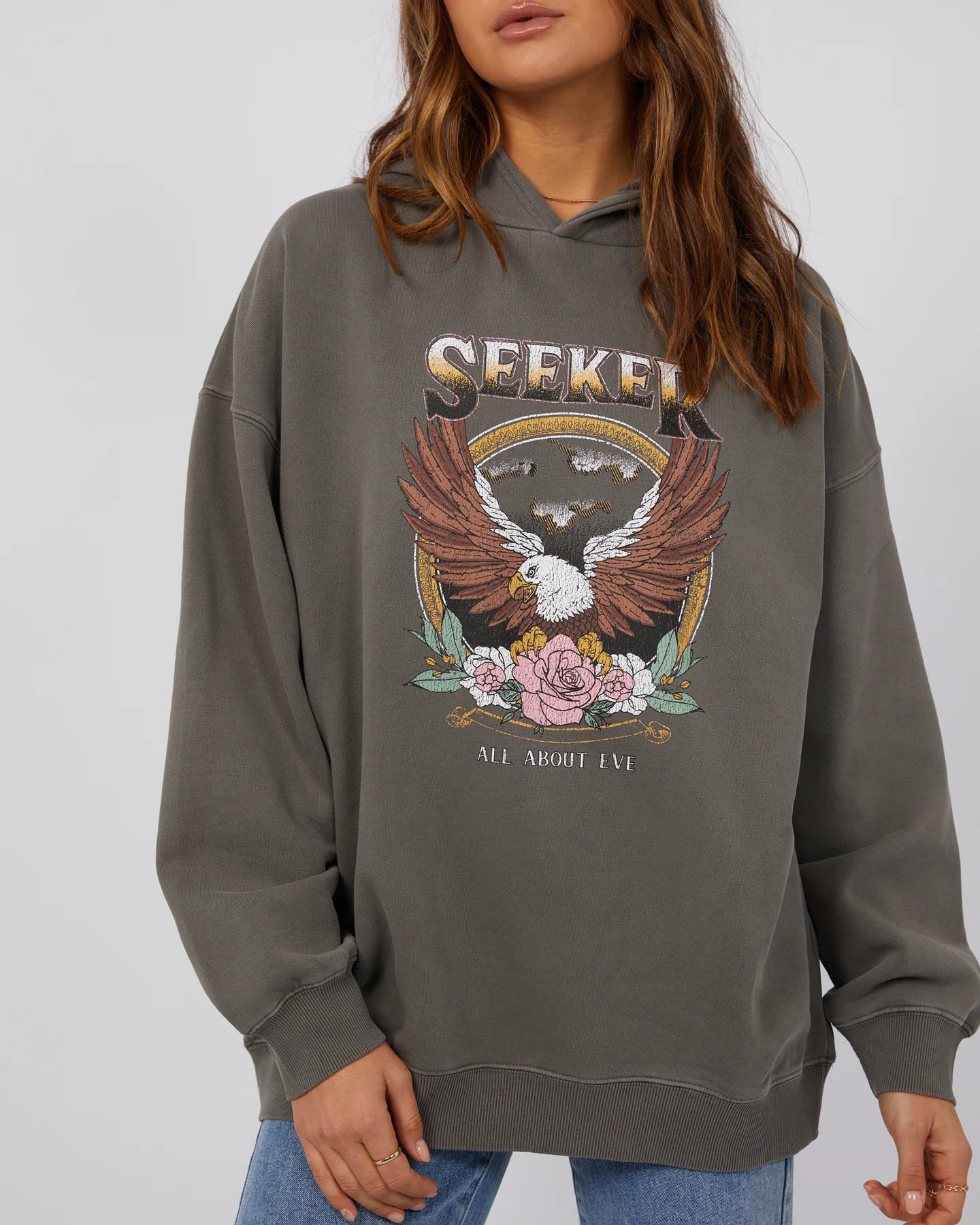 ALL ABOUT EVE SEEKER OVERSIZED HOODIE CHARCOAL