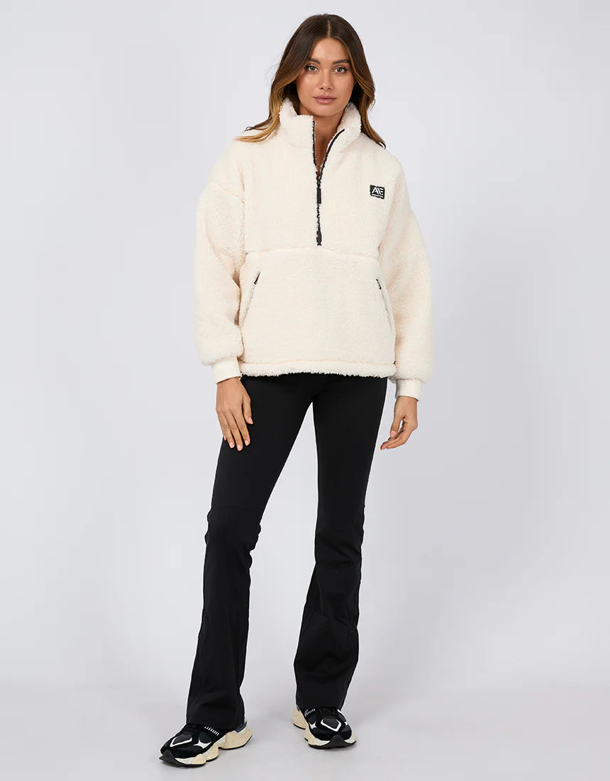 ALL ABOUT EVE AAE ACTIVE AMARA QUARTER ZIP TEDDY VINTAGE WHITE