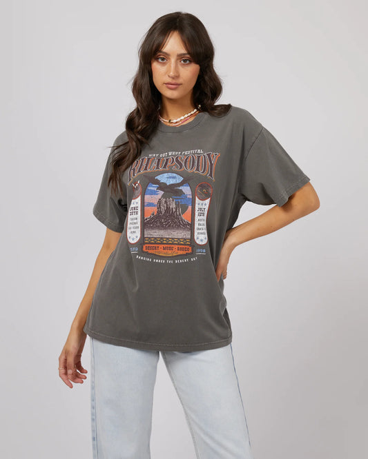 ALL ABOUT EVE SKY DANCE OVERSIZED TEE CHARCOAL