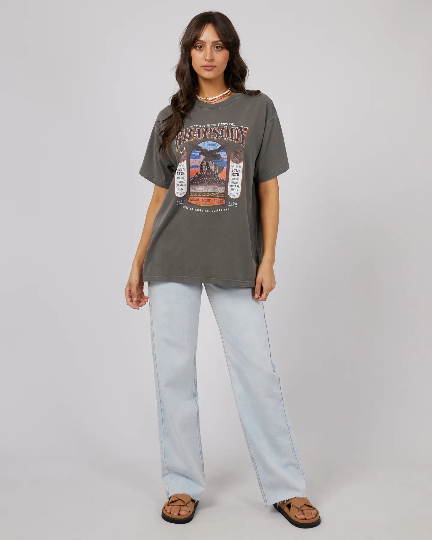 ALL ABOUT EVE SKY DANCE OVERSIZED TEE CHARCOAL