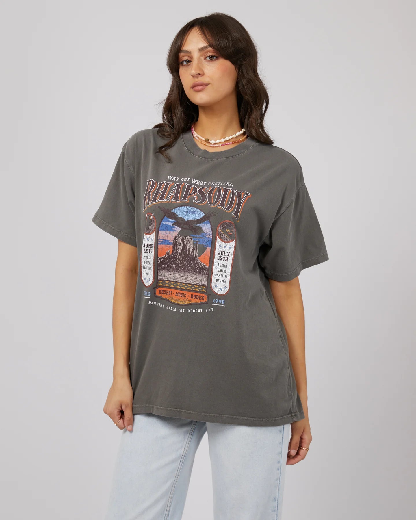 ALL ABOUT EVE SKY DANCE OVERSIZED TEE CHARCOAL