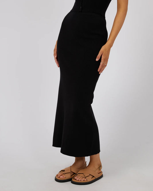 ALL ABOUT EVE HENLEY KNIT SKIRT BLACK