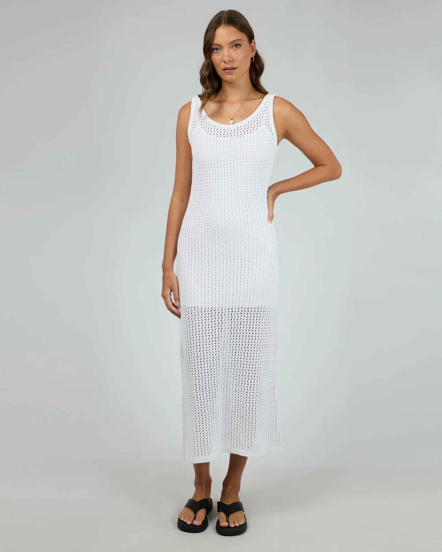 ALL ABOUT EVE CROCHET MAXI DRESS VINTAGE WHITE