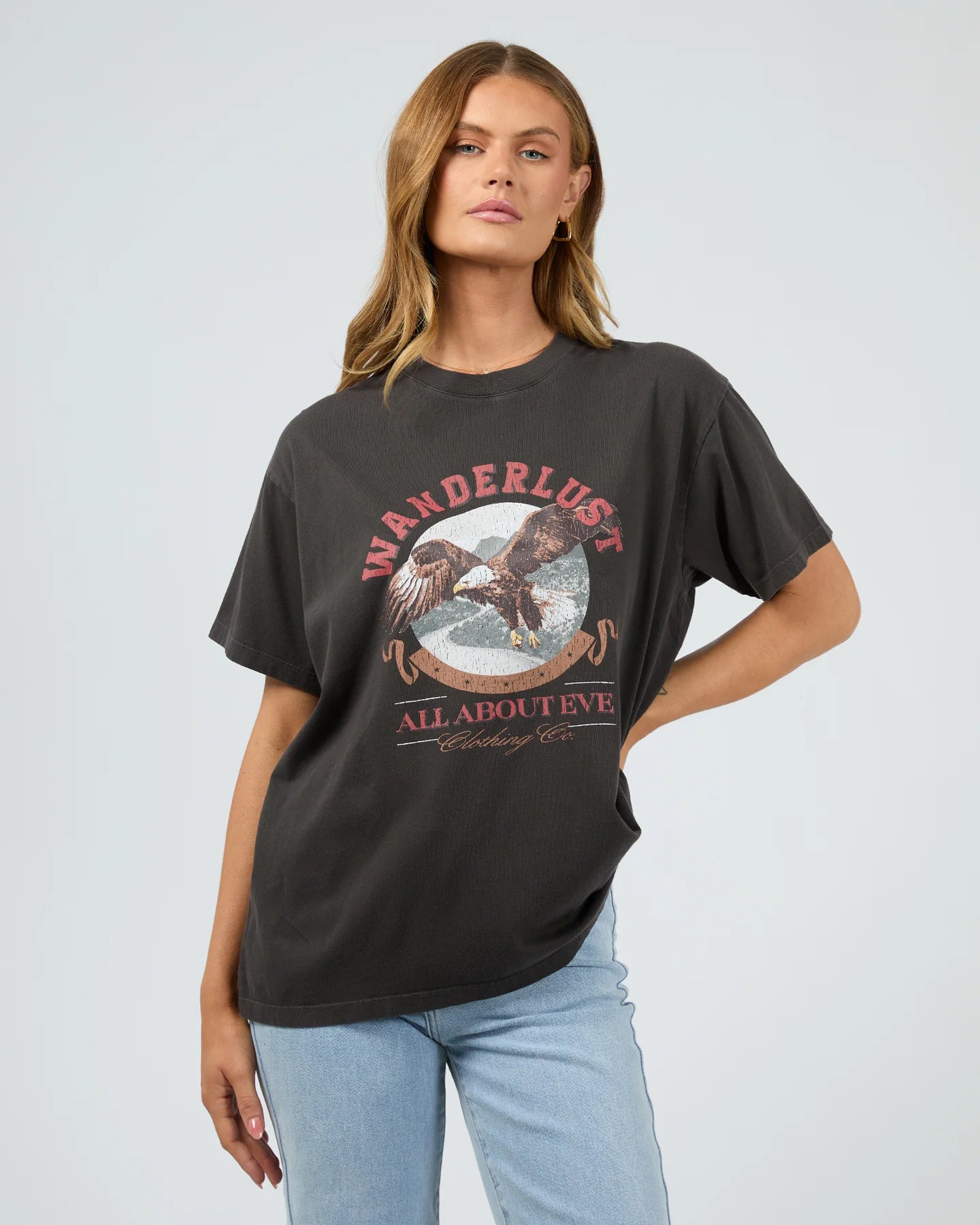 ALL ABOUT EVE WANDERLUST OVERSIZED TEE WASHED BLACK