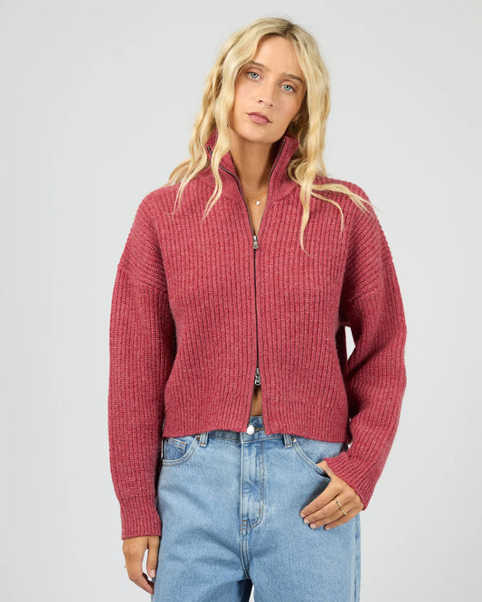 All About Eve Bridie Knit Zip Through | Berry