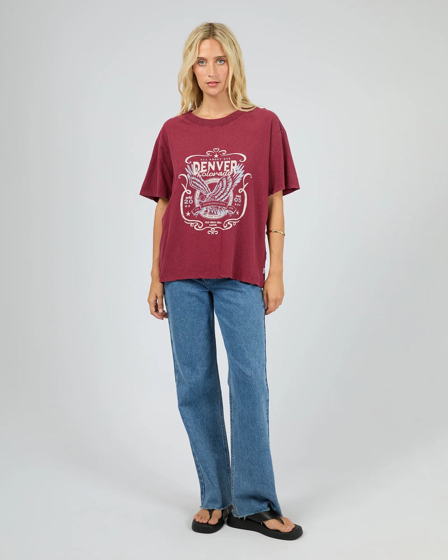 All About Eve Old West Era Box Tee Wine