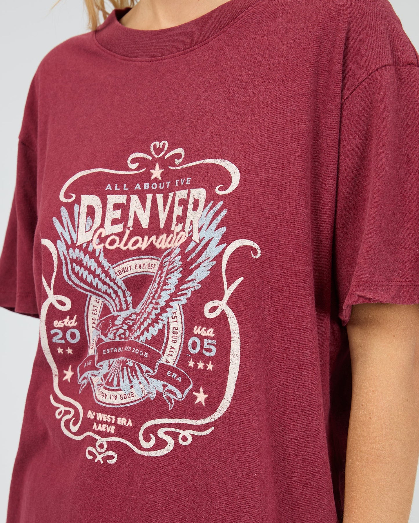 All About Eve Old West Era Box Tee Wine
