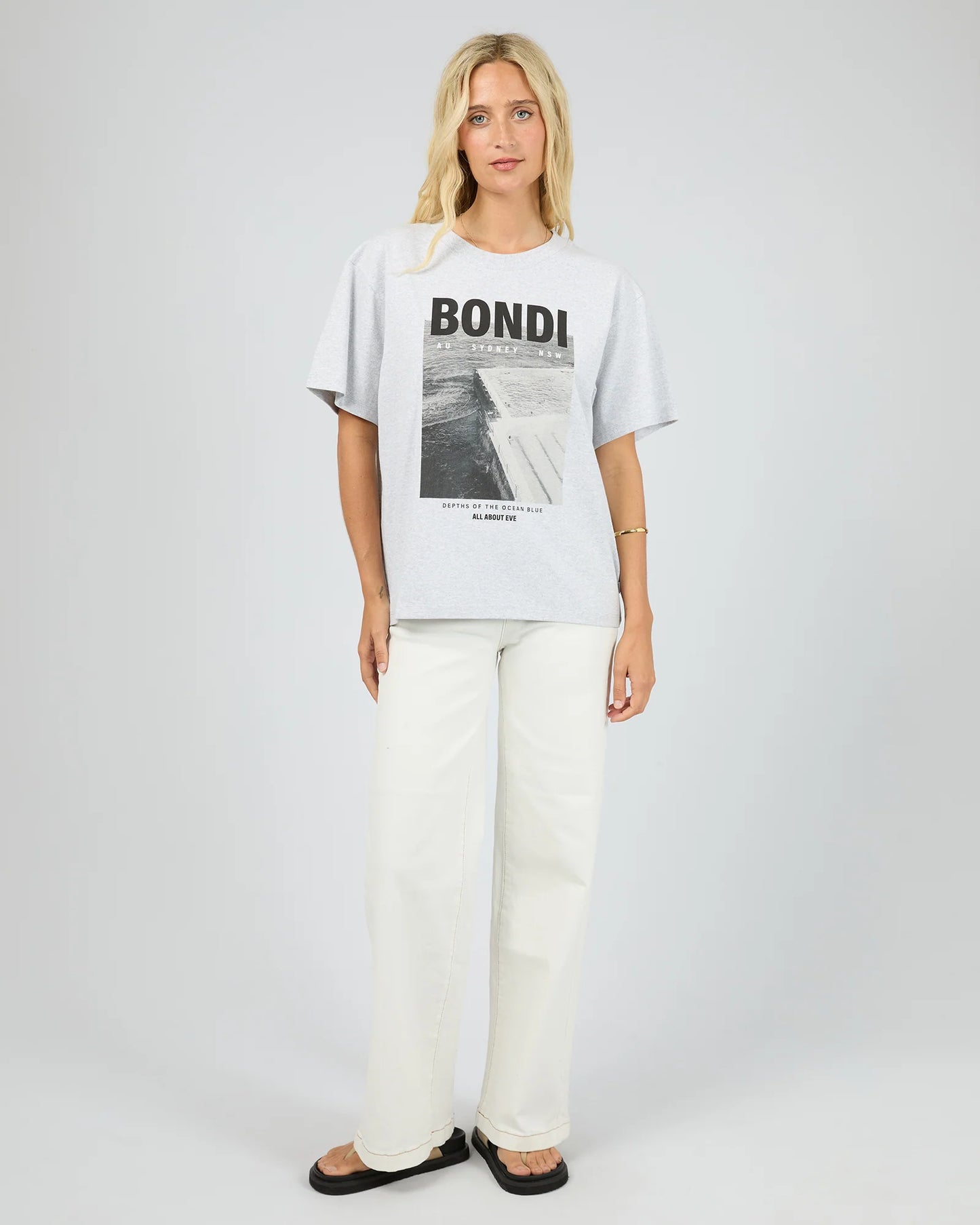 All About Eve Bondi Box Tee Snow Marle