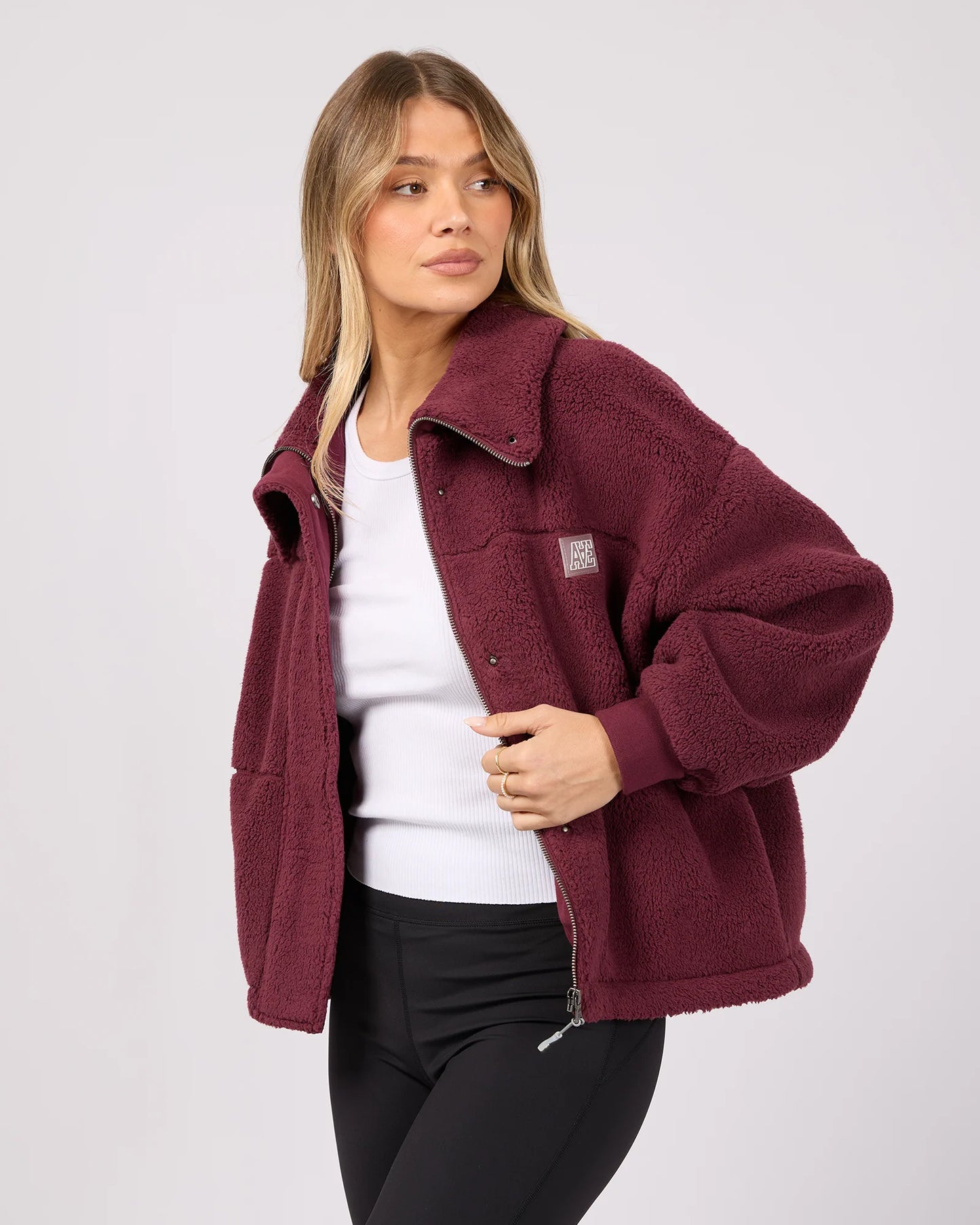 All About Eve Active Cosy Club Teddy Jacket | Wine