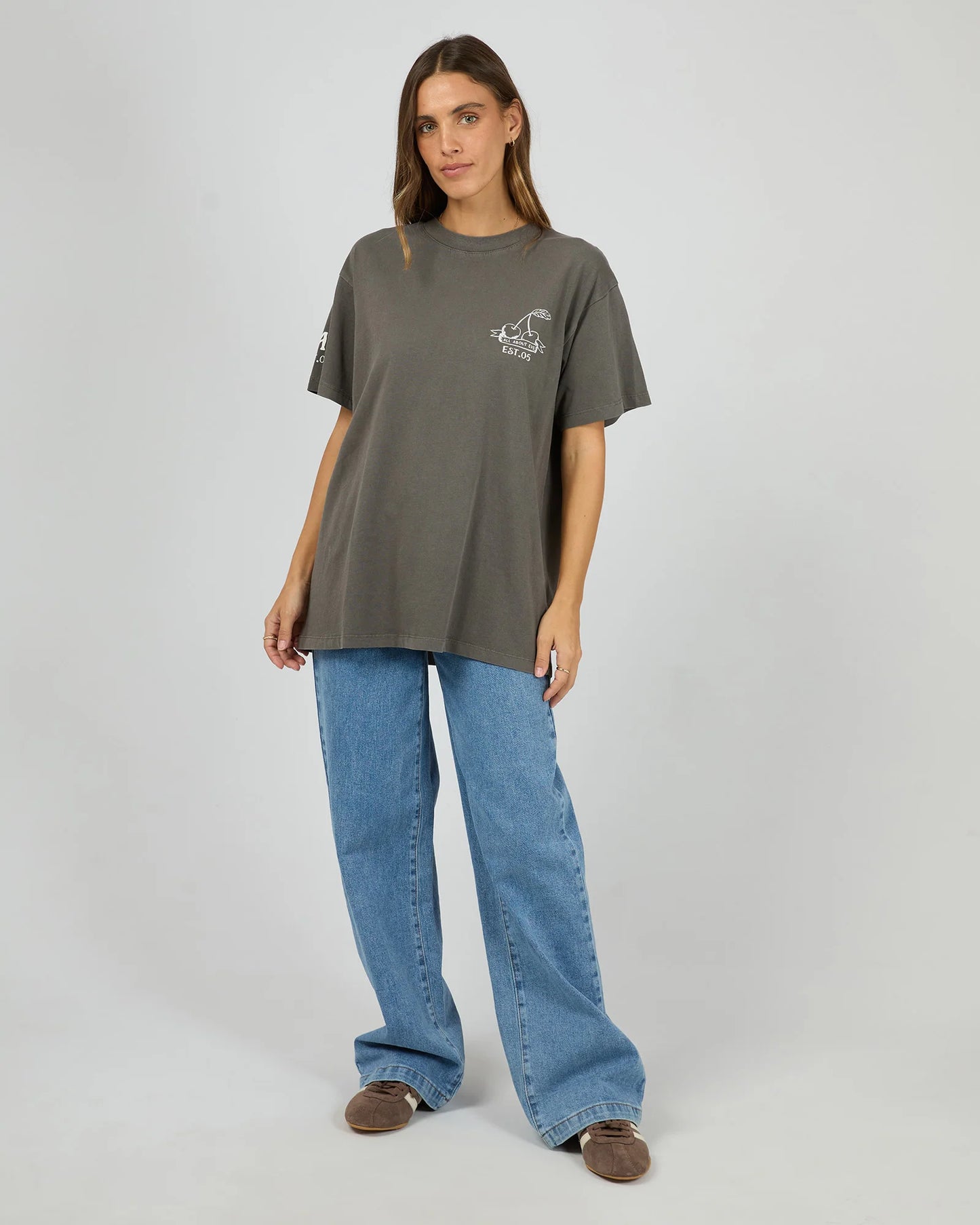 All About Eve Cherry Pie Relaxed Tee | Charcoal