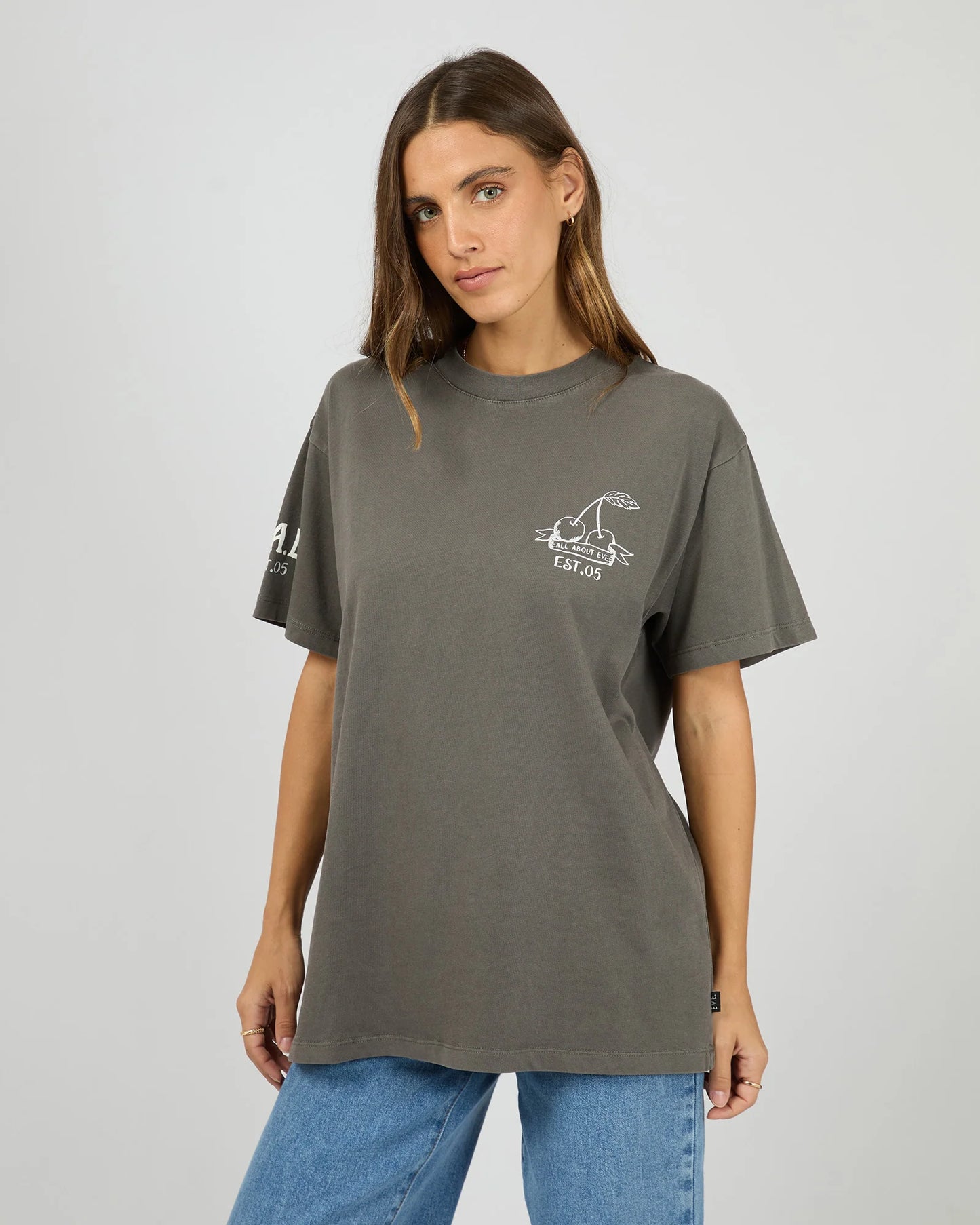 All About Eve Cherry Pie Relaxed Tee | Charcoal