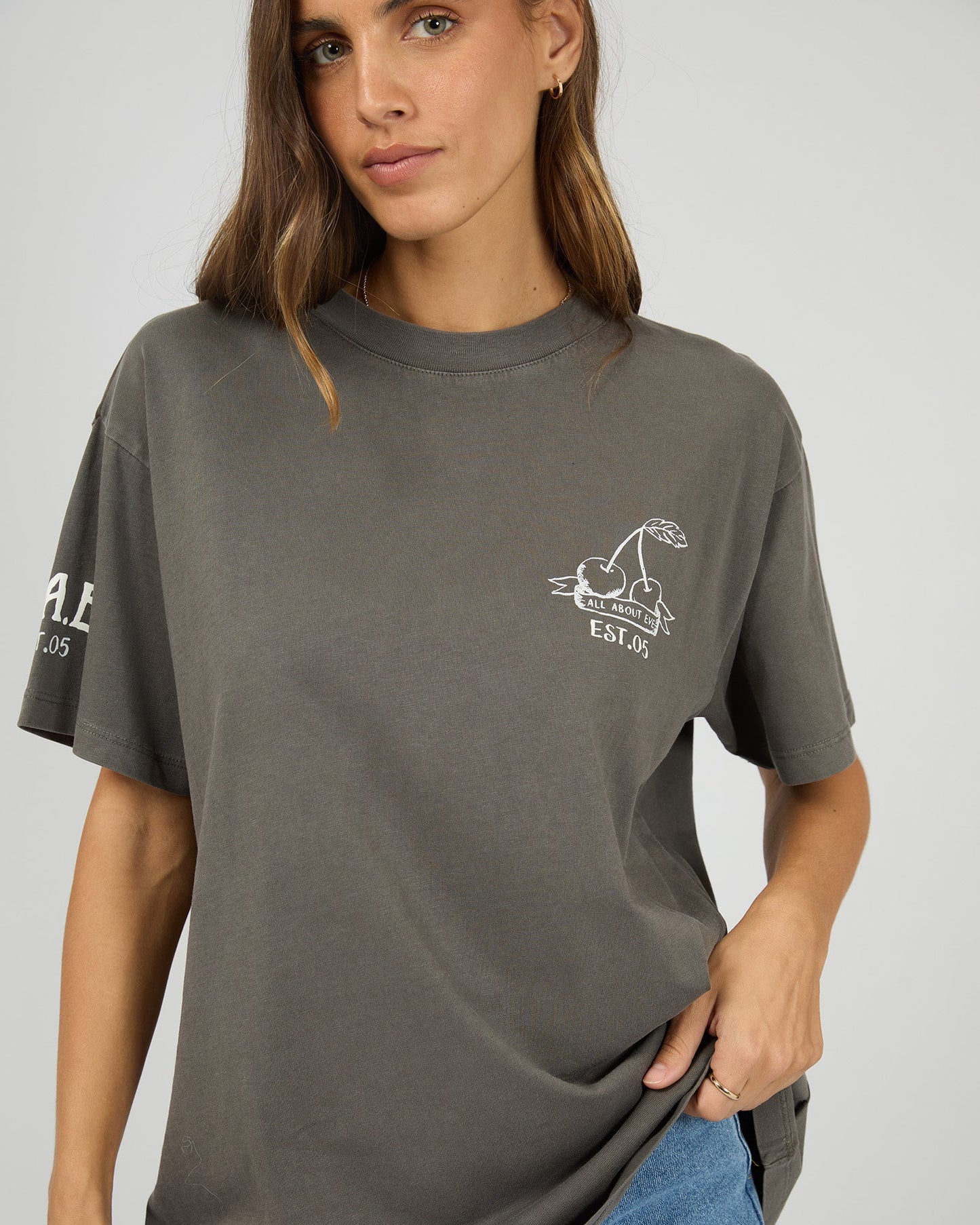 All About Eve Cherry Pie Relaxed Tee | Charcoal