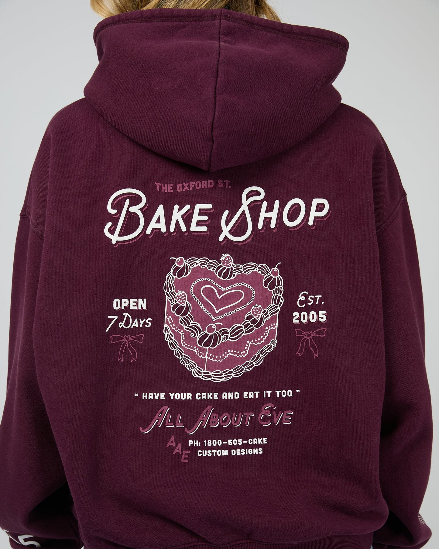 All About Eve Bake Shop Box Hoodie | Wine