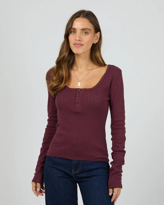 All About Eve Tia Long Sleeve Top | Wine
