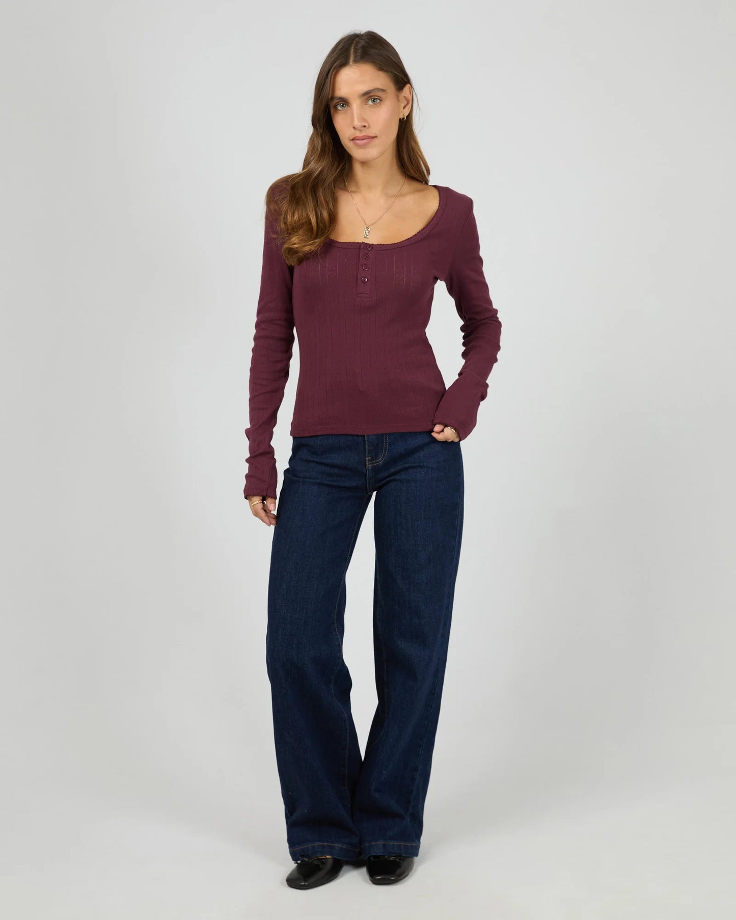 All About Eve Tia Long Sleeve Top | Wine