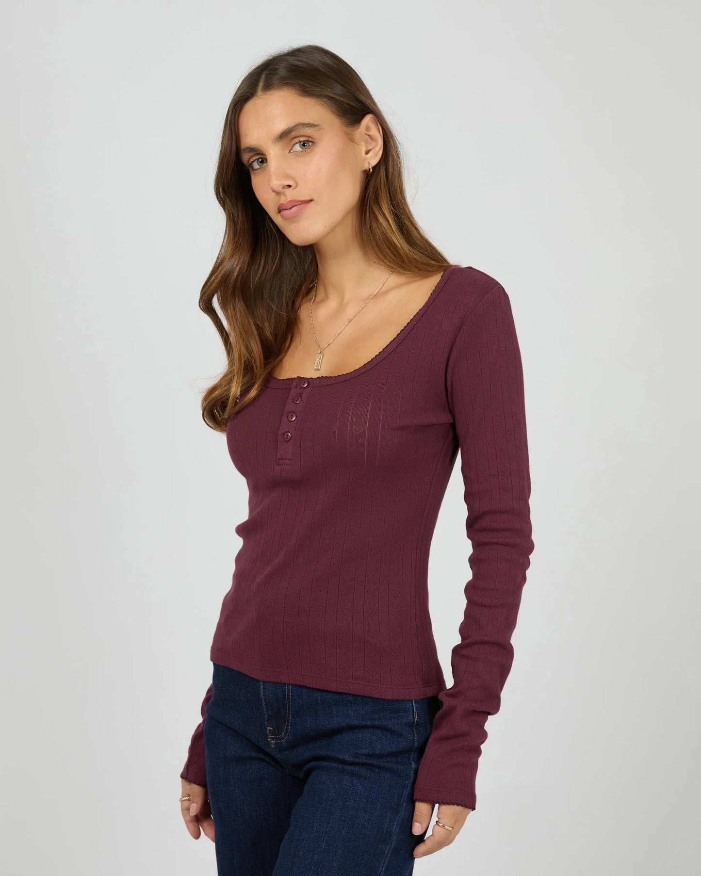 All About Eve Tia Long Sleeve Top | Wine