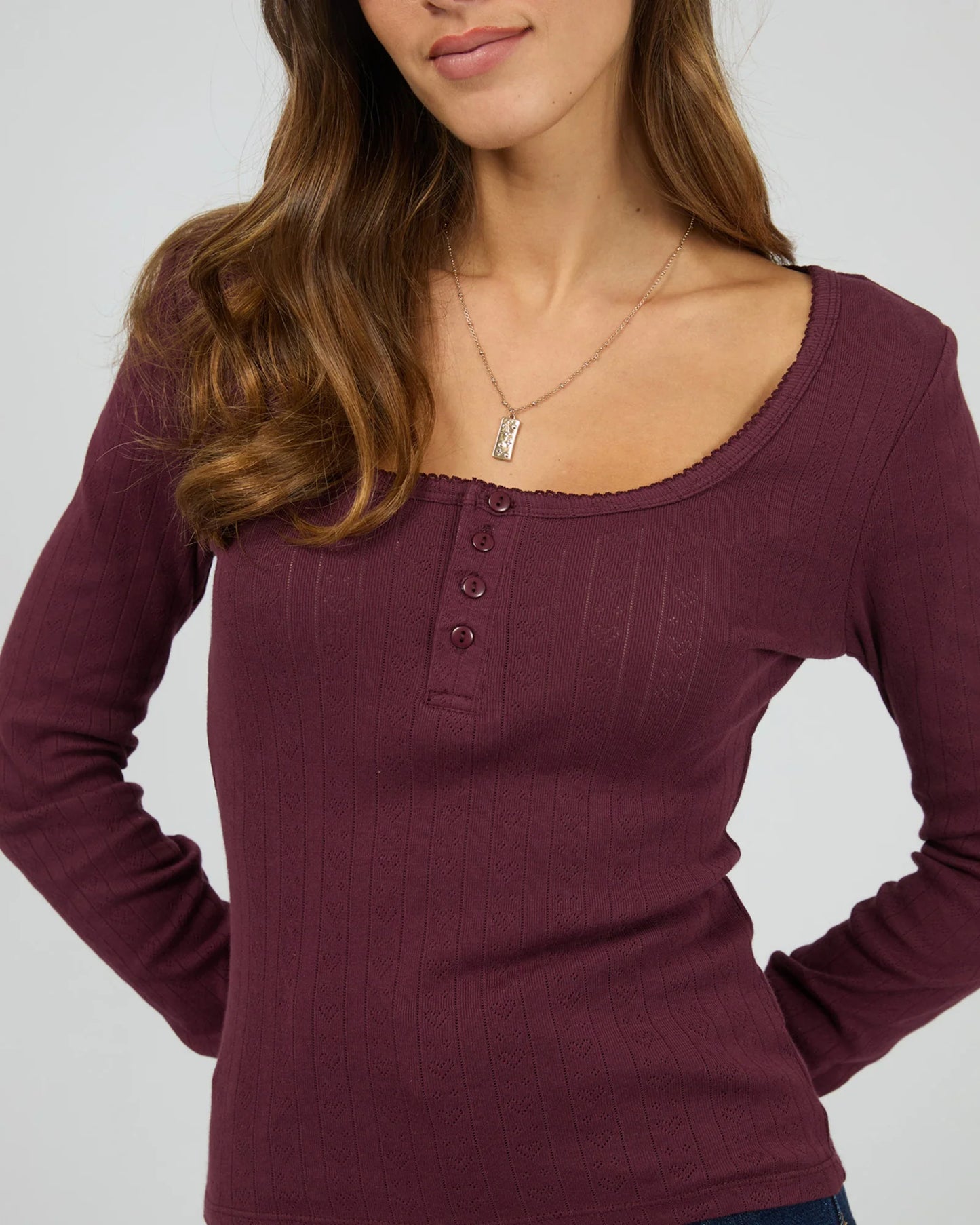 All About Eve Tia Long Sleeve Top | Wine