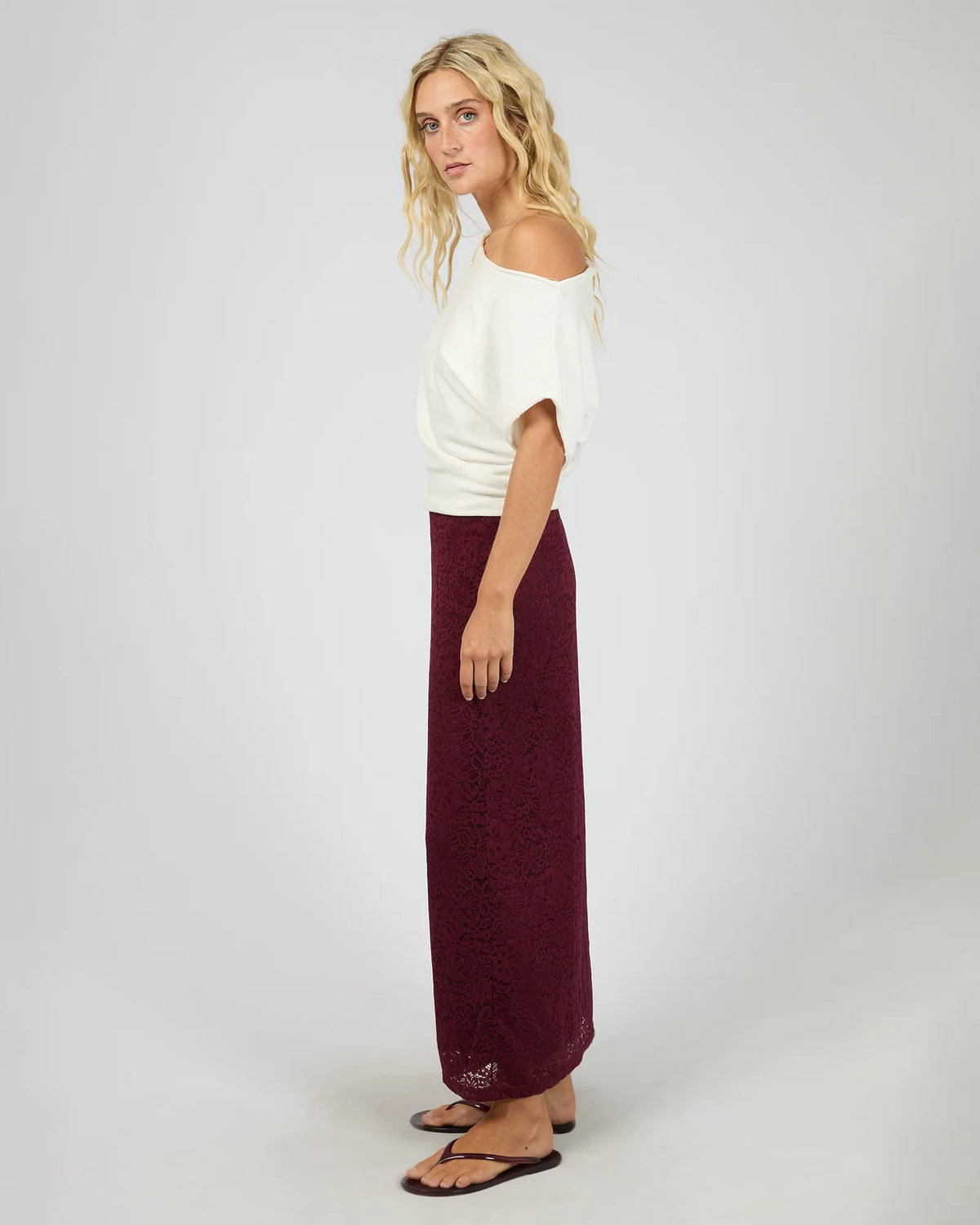 All About Eve Zea Lace Maxi Skirt | Wine