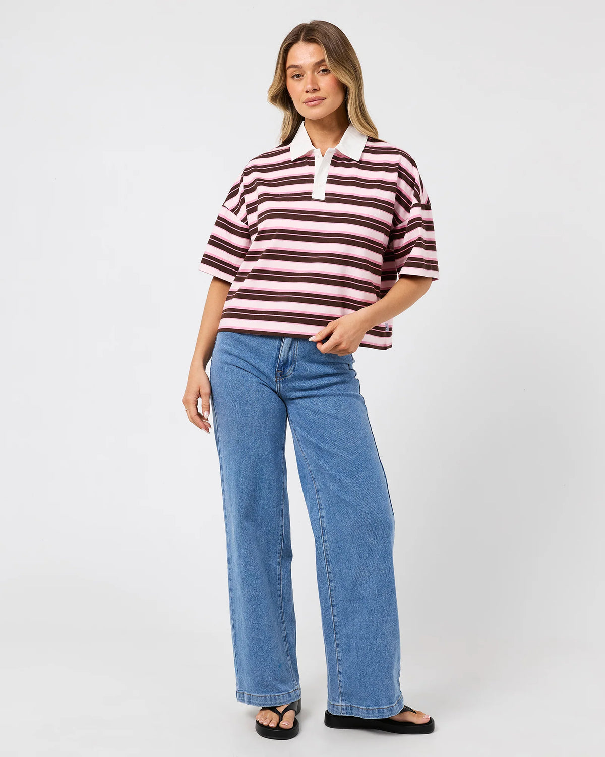 All About Eve Harri Stripe Rugby Top | Pale Pink