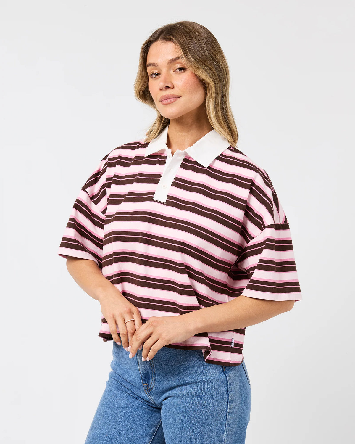 All About Eve Harri Stripe Rugby Top | Pale Pink