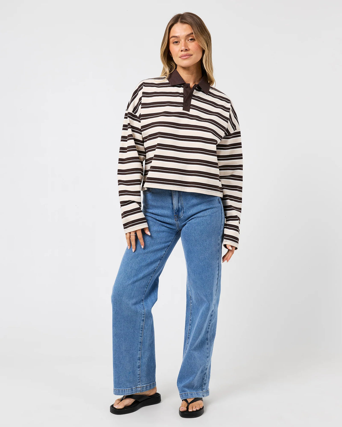 All About Eve Harri Stripe Rugby Long Sleeve | Brown