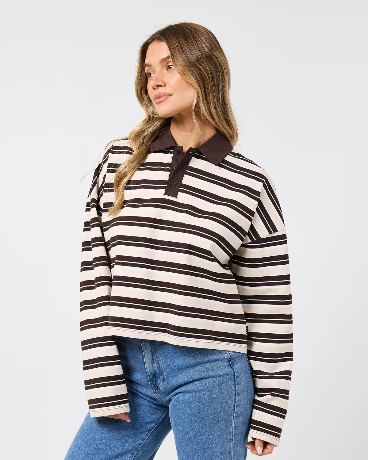 All About Eve Harri Stripe Rugby Long Sleeve | Brown