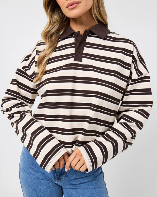 All About Eve Harri Stripe Rugby Long Sleeve | Brown