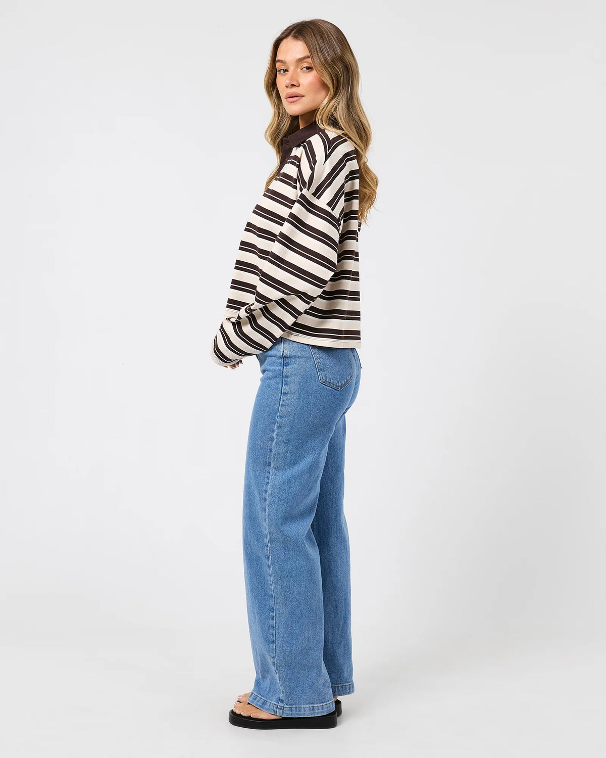All About Eve Harri Stripe Rugby Long Sleeve | Brown