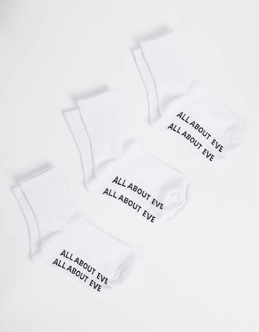 ALL ABOUT EVE ANKLE SOCKS 3PK WHITE