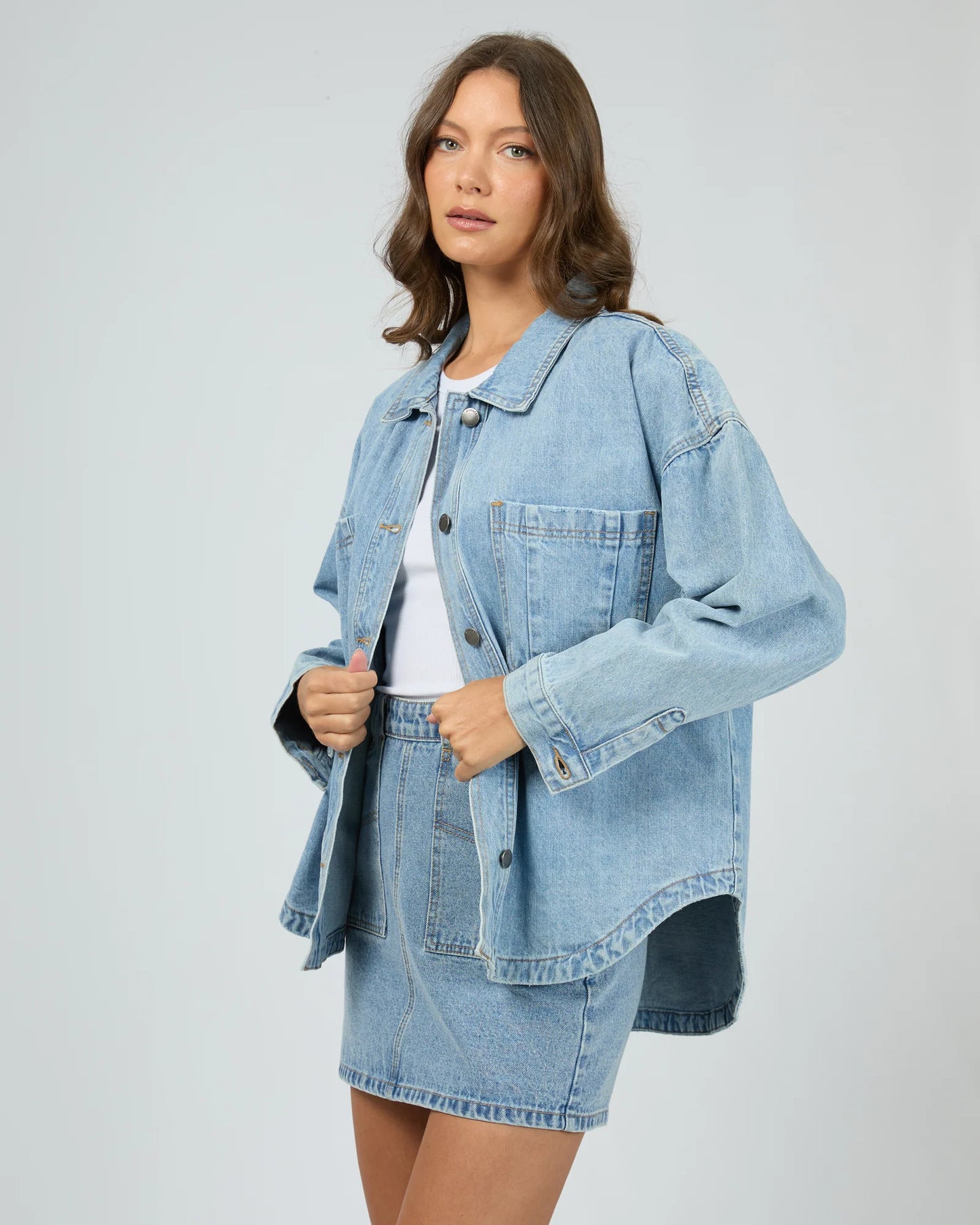 All About Eve Dale Shacket | Light Blue