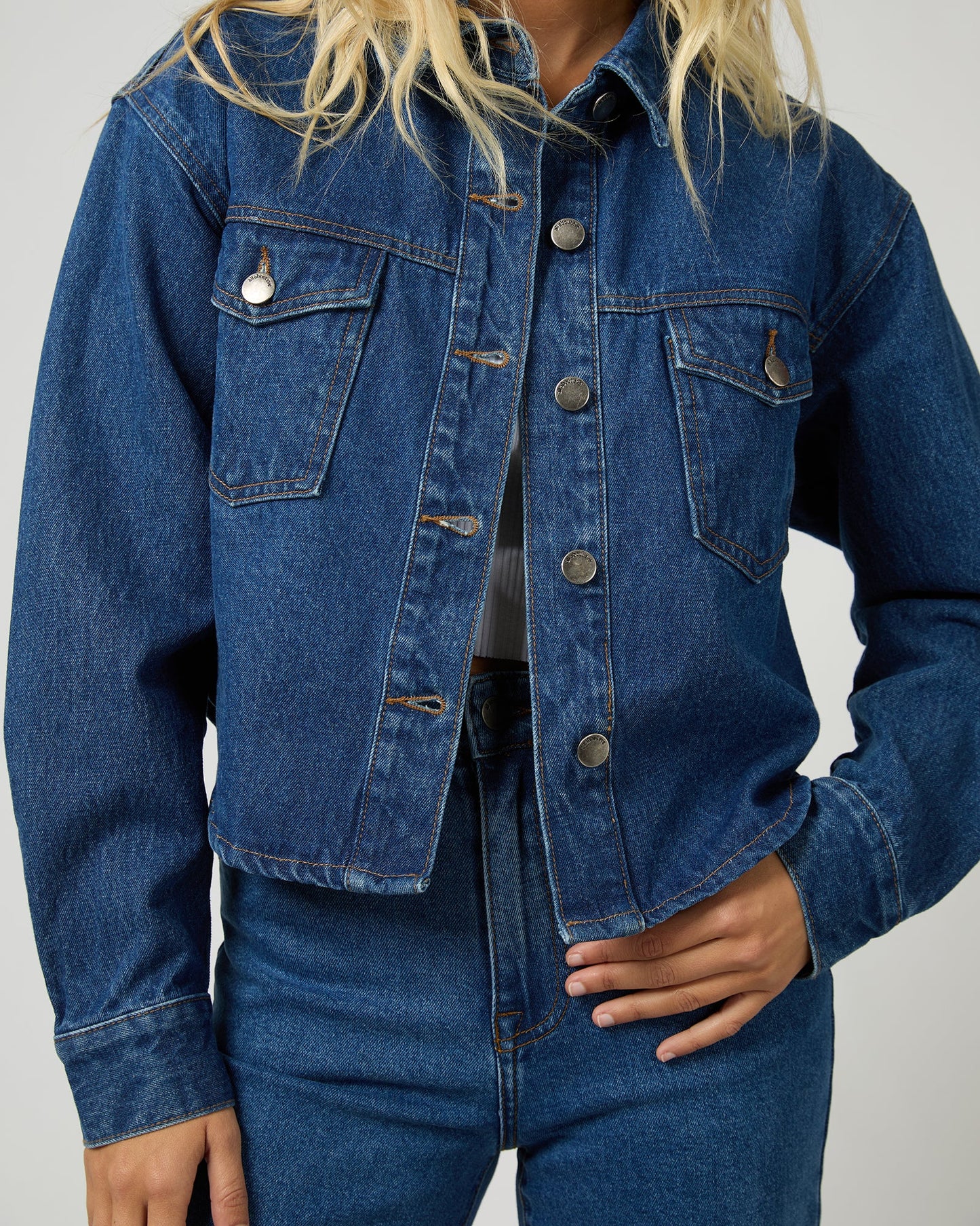 ALL ABOUT EVE BANKS CROP JACKET HERITAGE BLUE