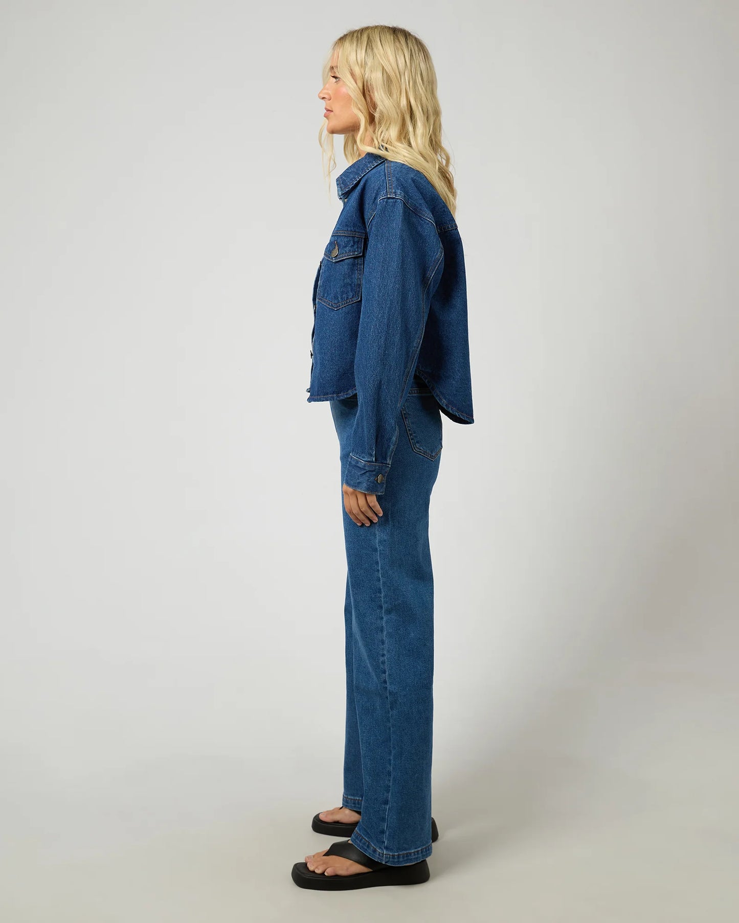 ALL ABOUT EVE BANKS CROP JACKET HERITAGE BLUE