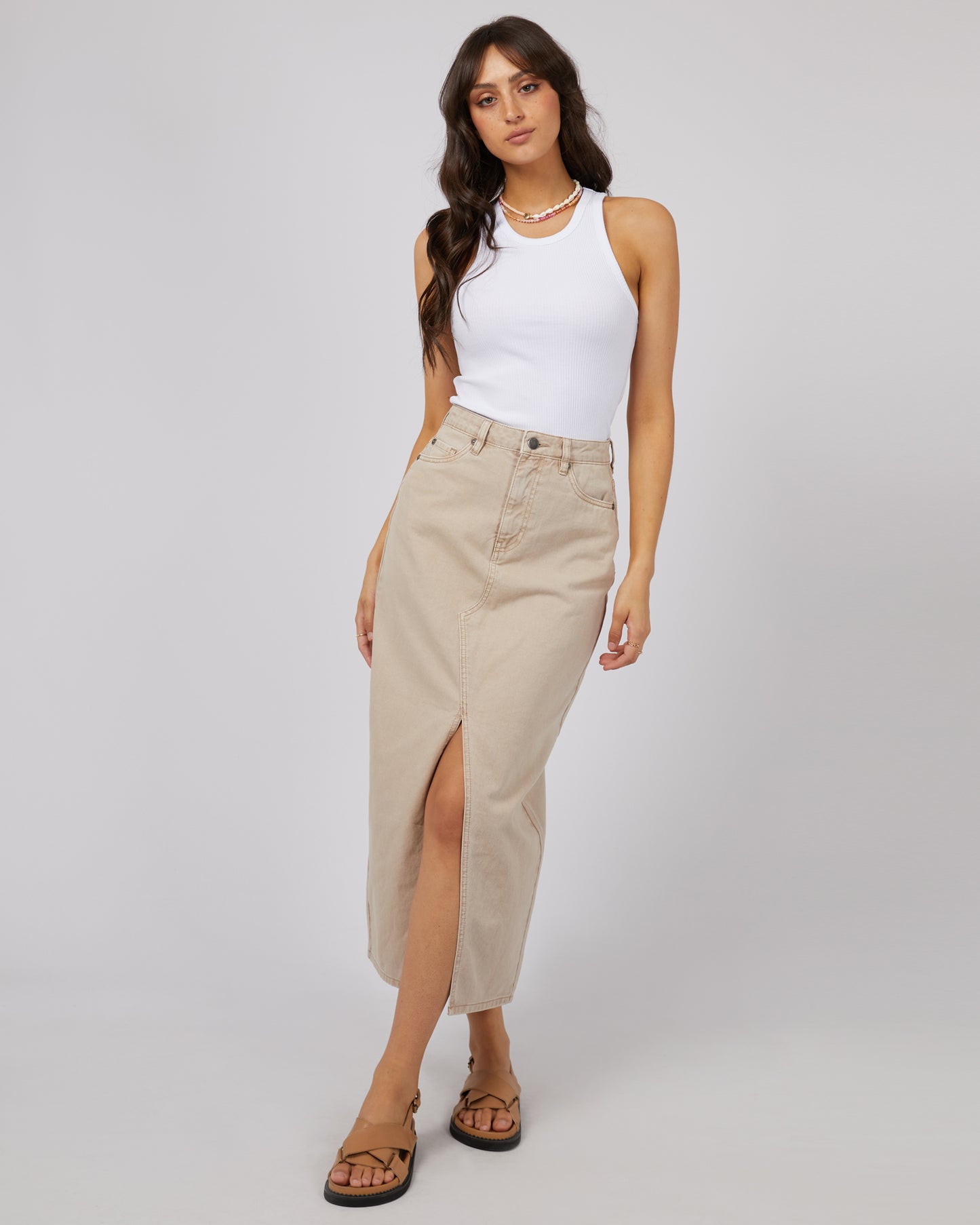 ALL ABOUT EVE PIA MAXI SKIRT BEIGE