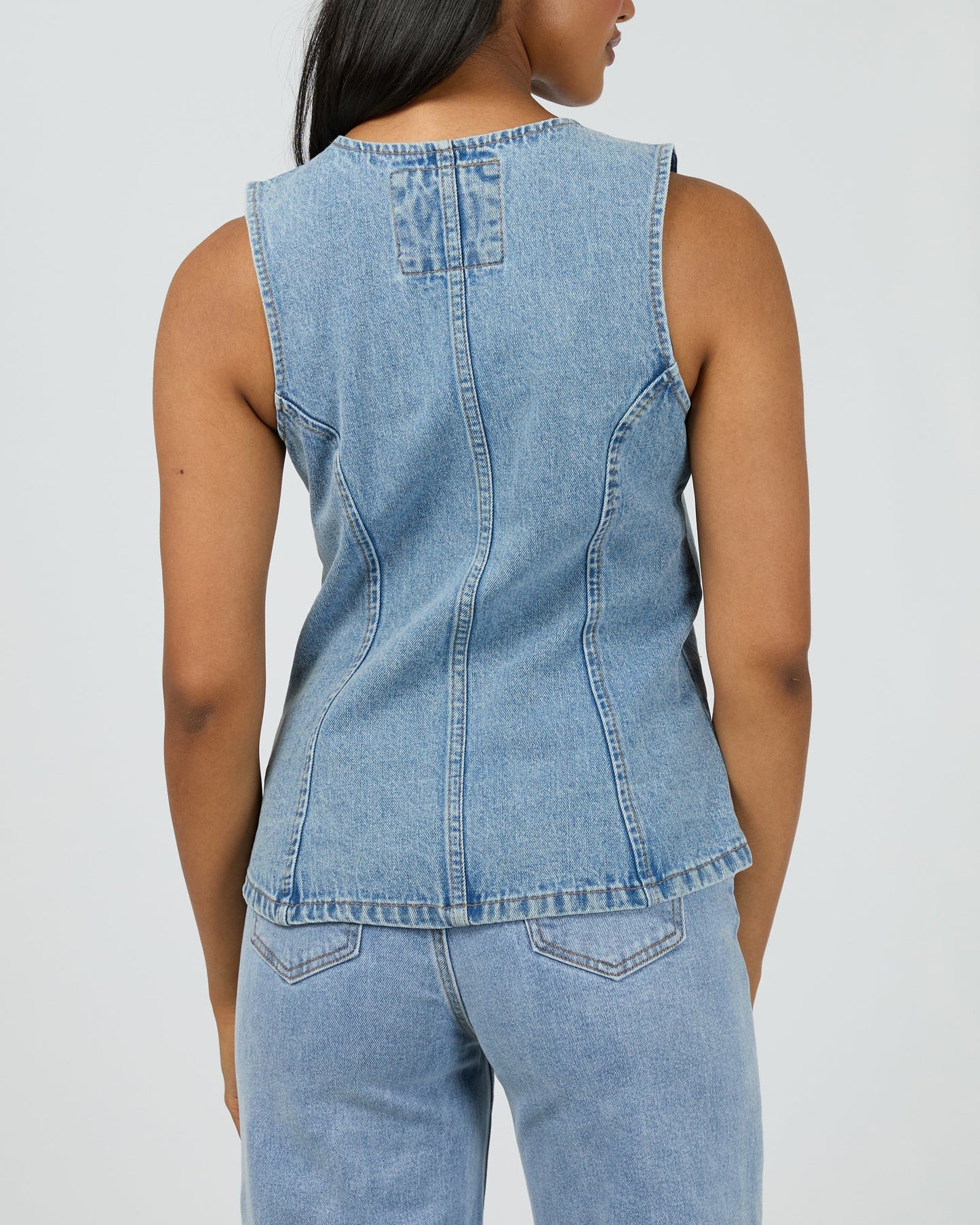ALL ABOUT EVE LENA DENIM VEST LIGHT BLUE