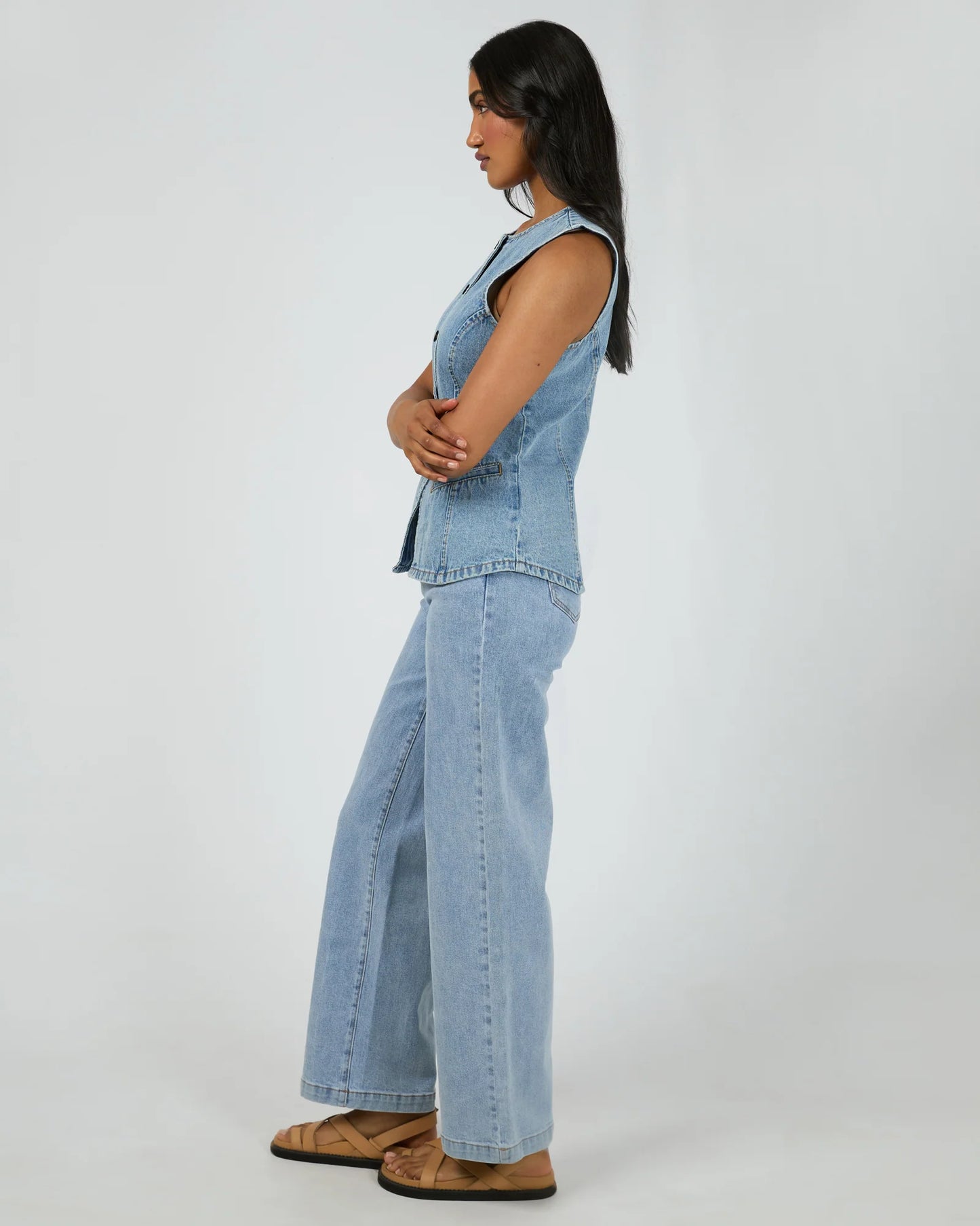ALL ABOUT EVE LENA DENIM VEST LIGHT BLUE
