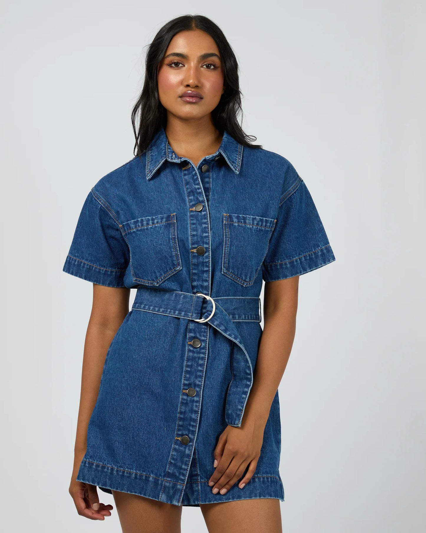 ALL ABOUT EVE SUNNY DENIM DRESS HERITAGE BLUE