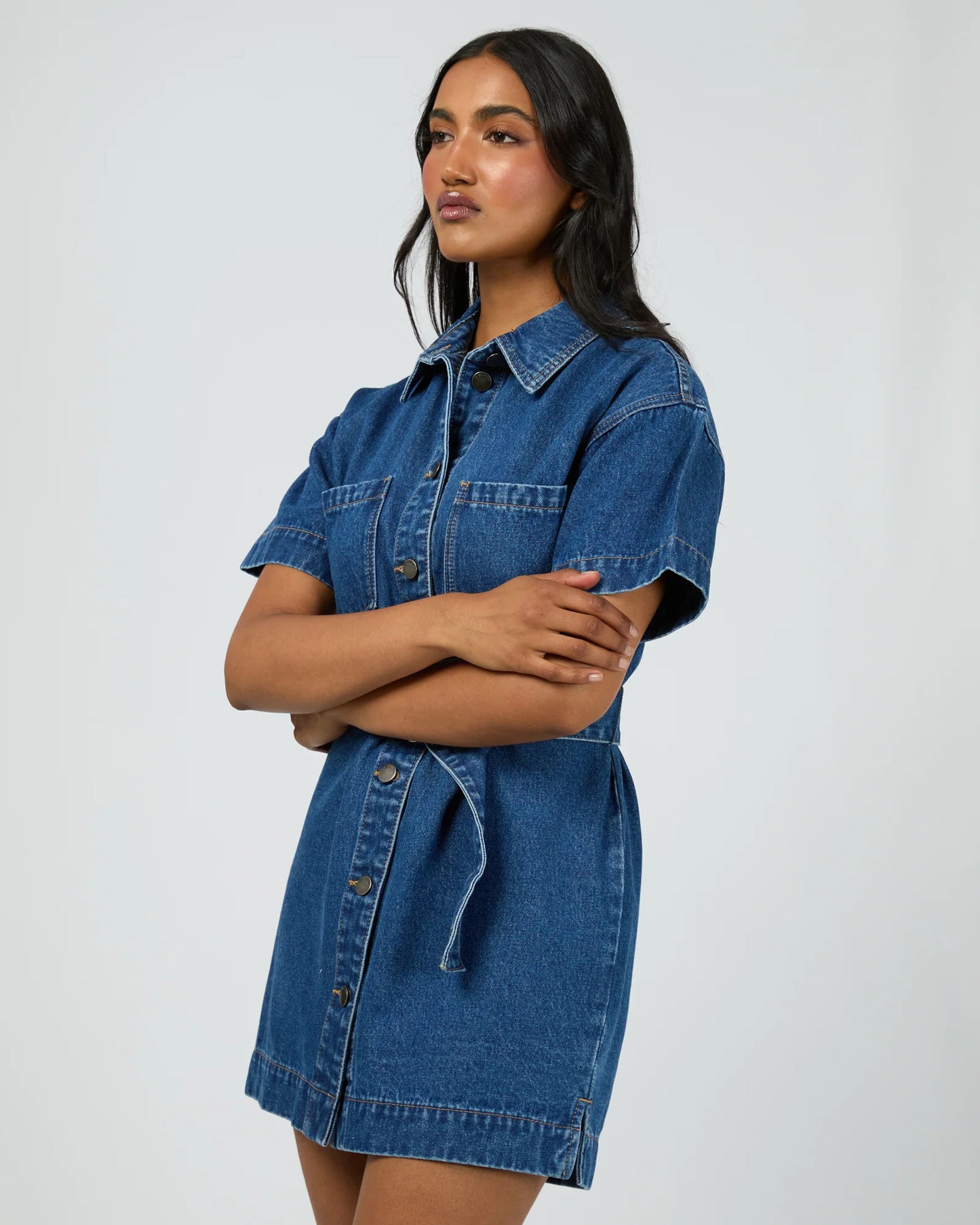 ALL ABOUT EVE SUNNY DENIM DRESS HERITAGE BLUE