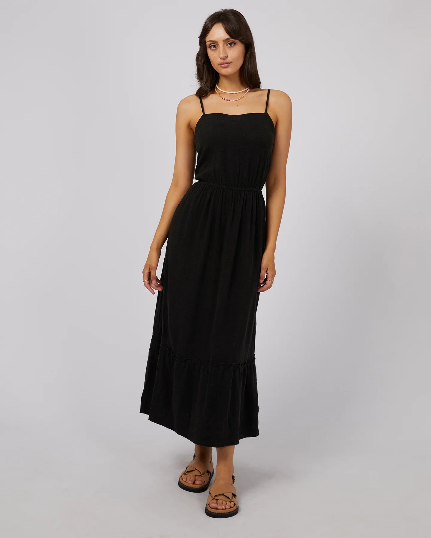 ALL ABOUT EVE LUXE LINEN MAXI DRESS BLACK