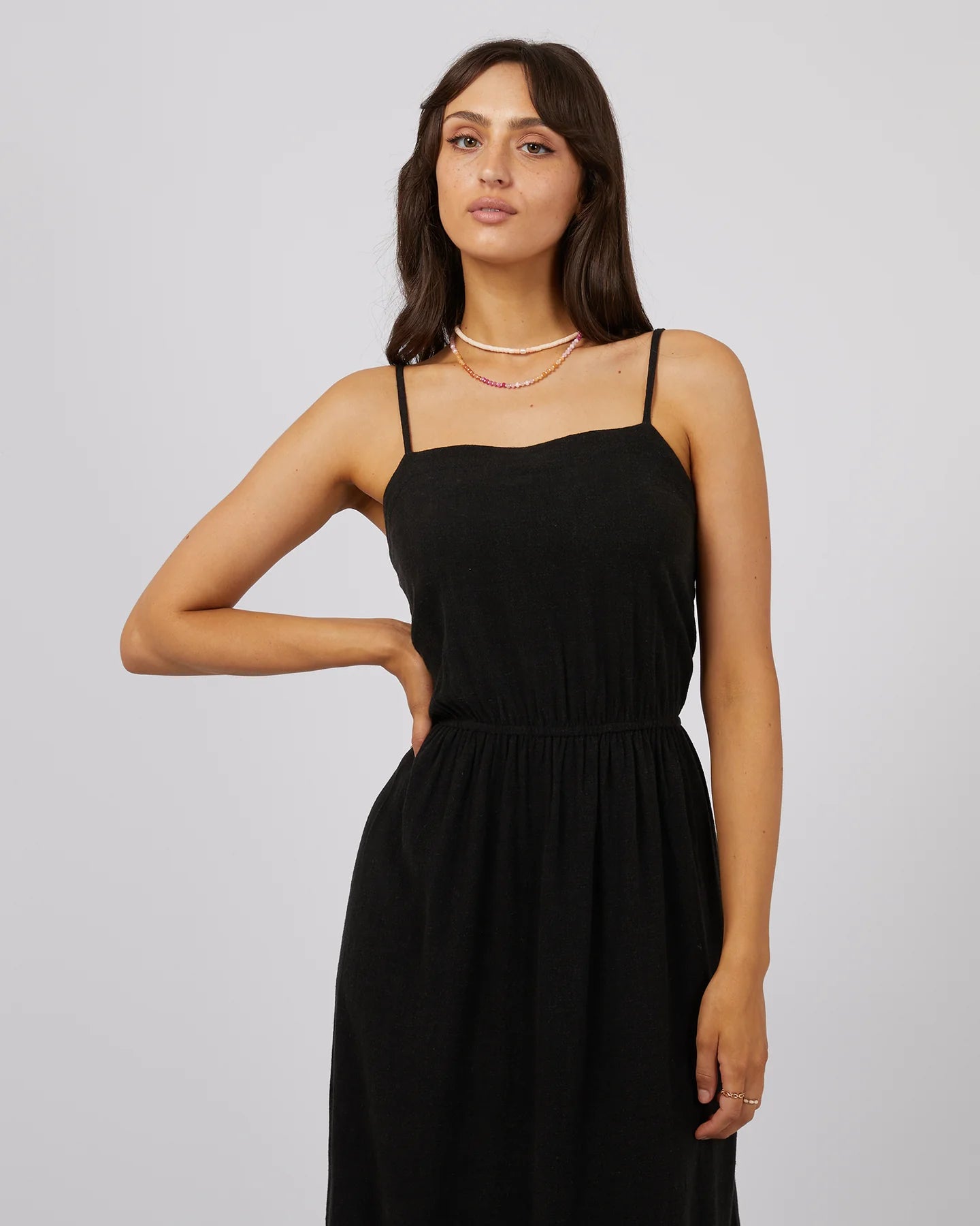 ALL ABOUT EVE LUXE LINEN MAXI DRESS BLACK