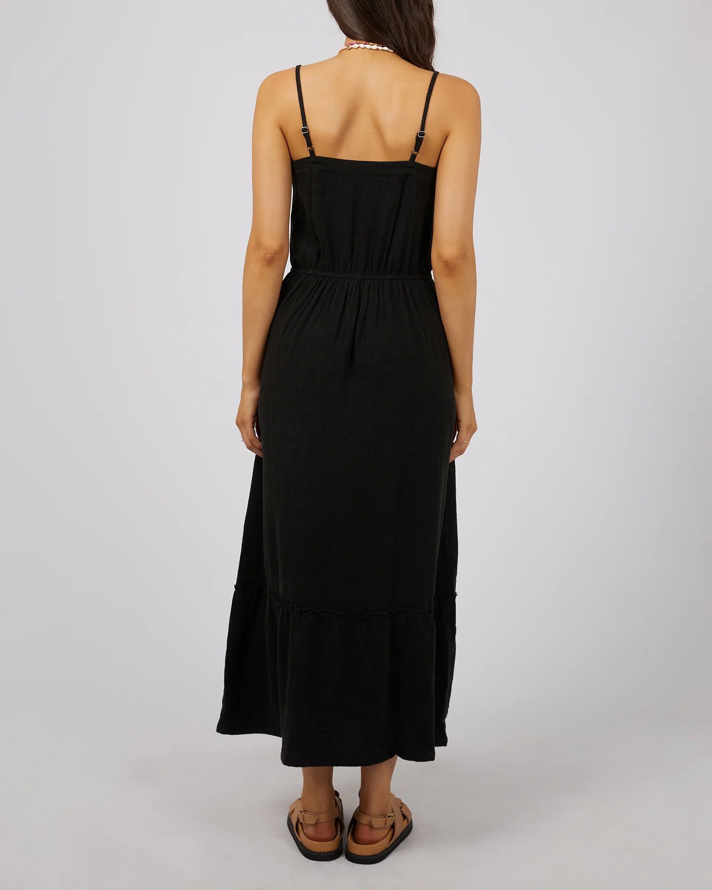 ALL ABOUT EVE LUXE LINEN MAXI DRESS BLACK