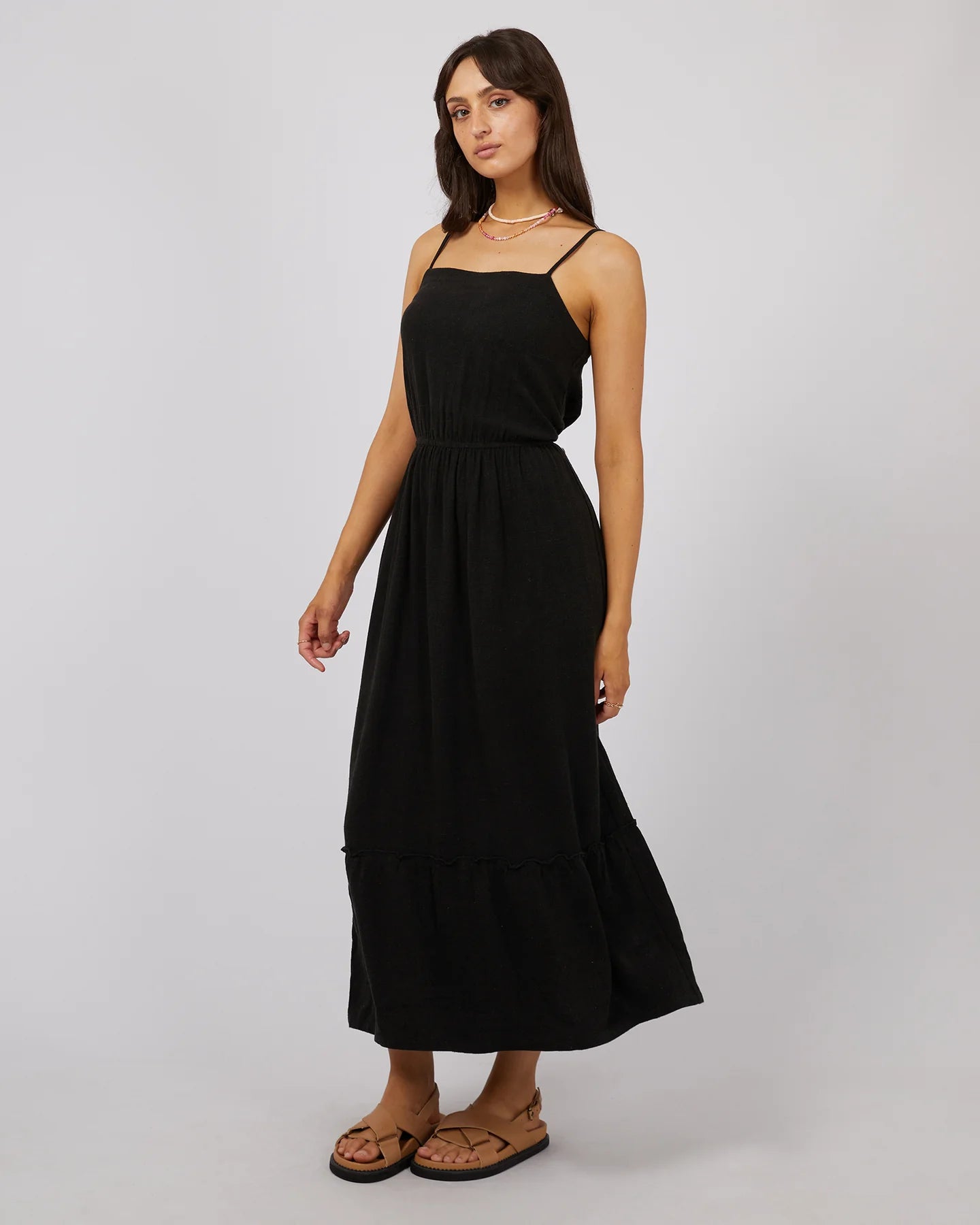 ALL ABOUT EVE LUXE LINEN MAXI DRESS BLACK