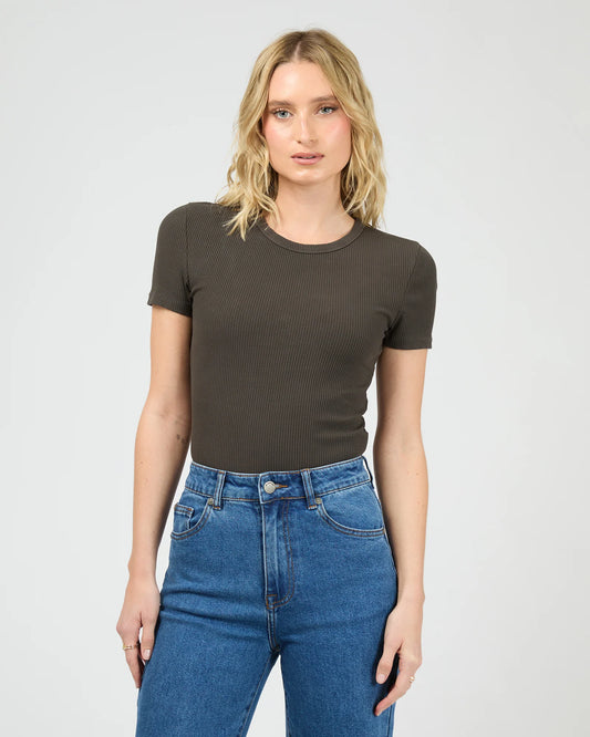 All About Eve Rib Baby Tee | Washed Black