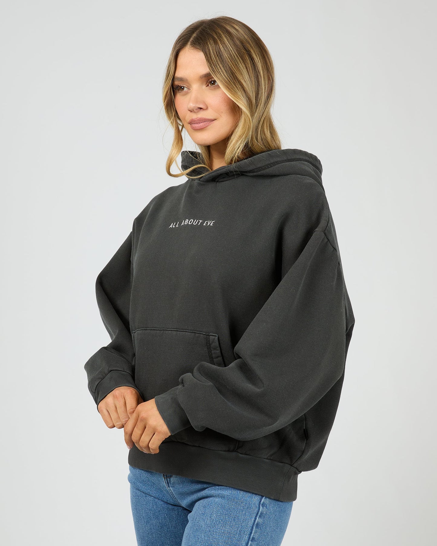 All About Eve AAE Washed Boxed Hoodie | Washed Black