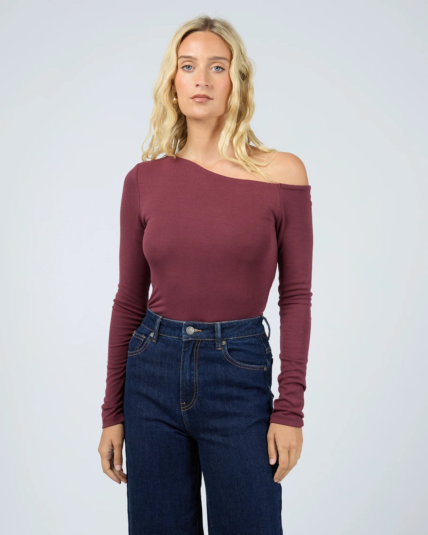 All About Eve Kylie Off Shoulder Long Sleeve Top | Burgundy